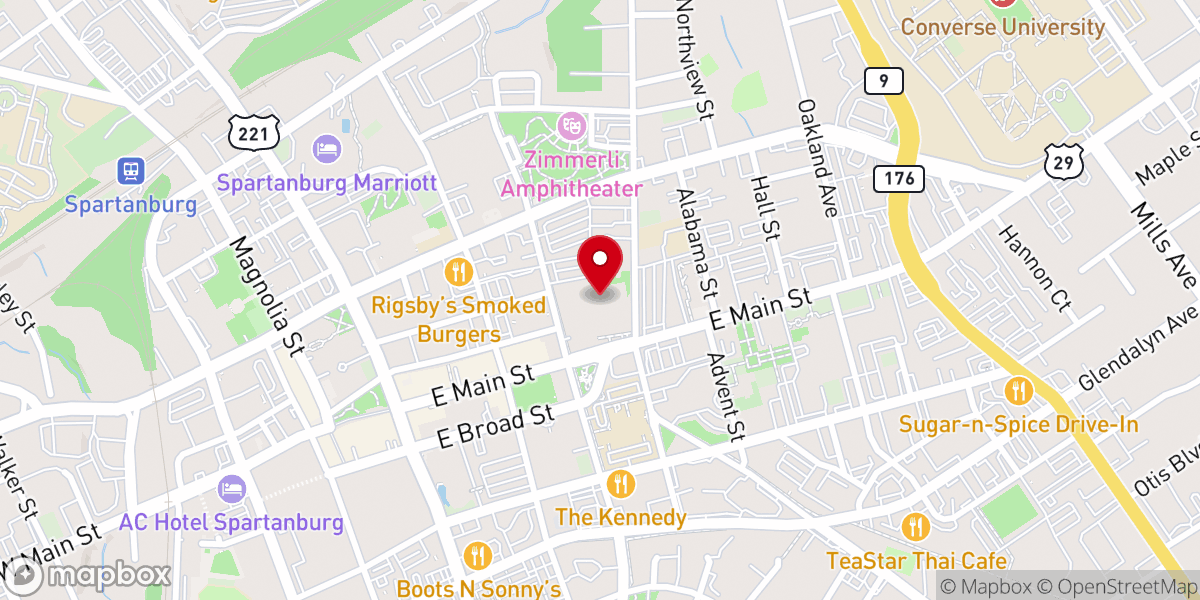 Map showing location of Easter at First Baptist Spartanburg