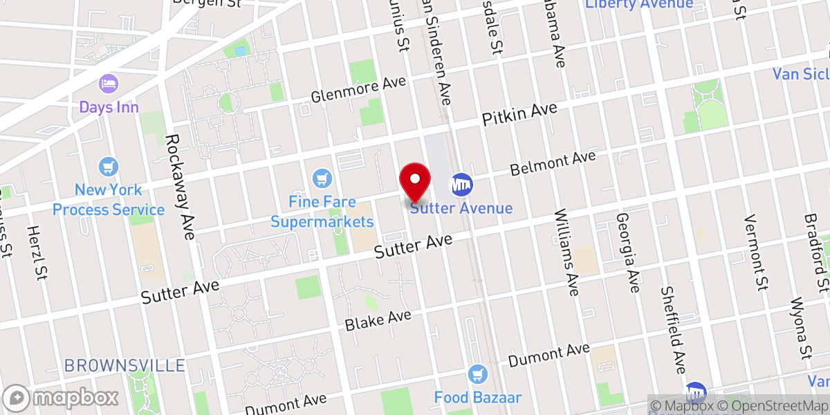 Map showing location of Brooklyn Berean Seventh-day Adventist Church