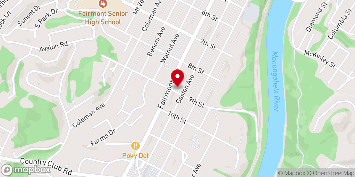 Map showing location of Christ Church Fairmont