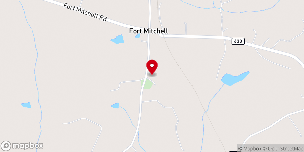 Map showing location of Mt. Mitchell Baptist Church