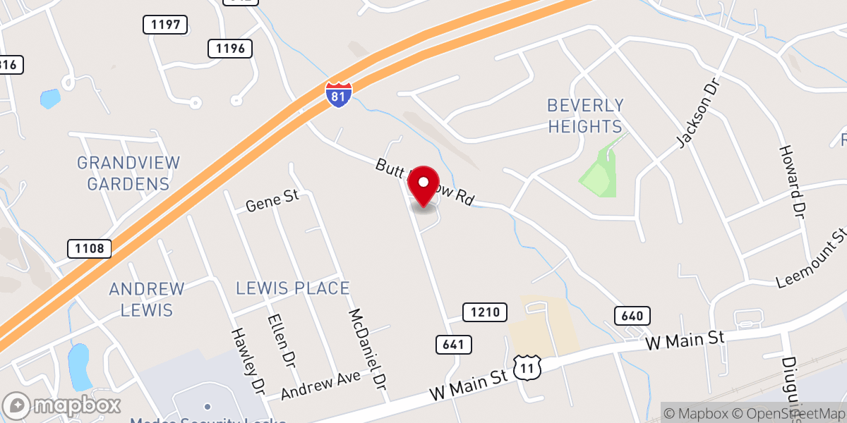Map showing location of Locust Grove United Methodist Church