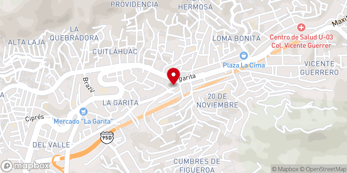 Map showing location of Iglesia de Cristo