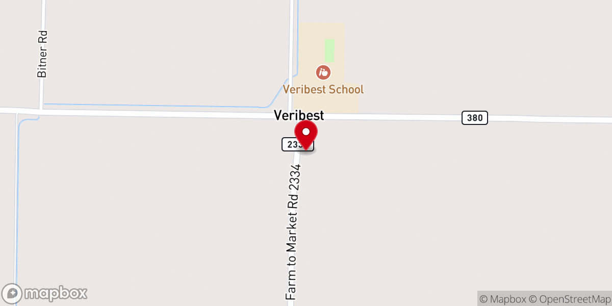 Map showing location of Veribest Baptist Church
