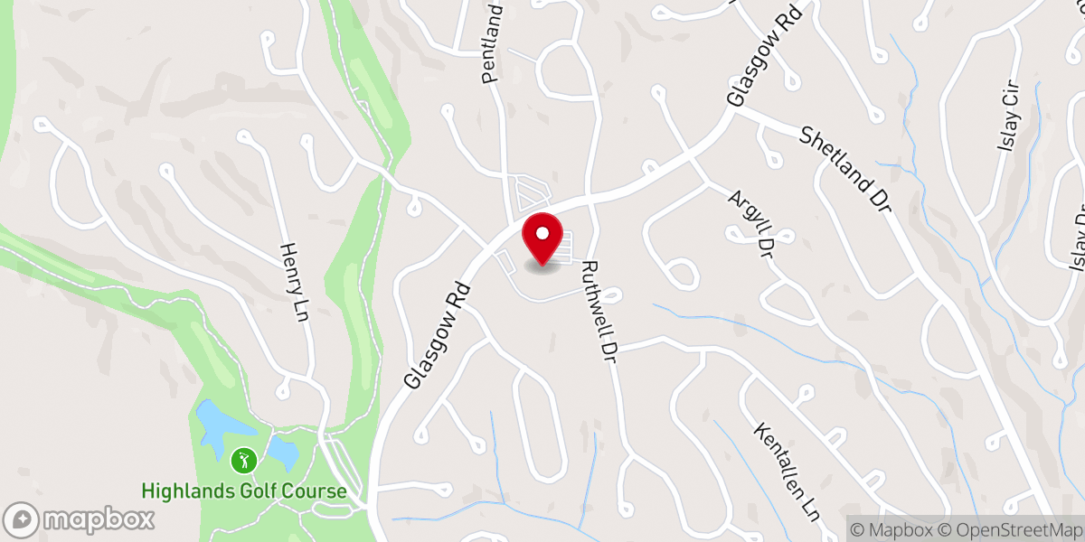 Map showing location of Highlands Church