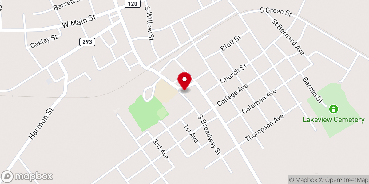 Map showing location of Victory Baptist Church