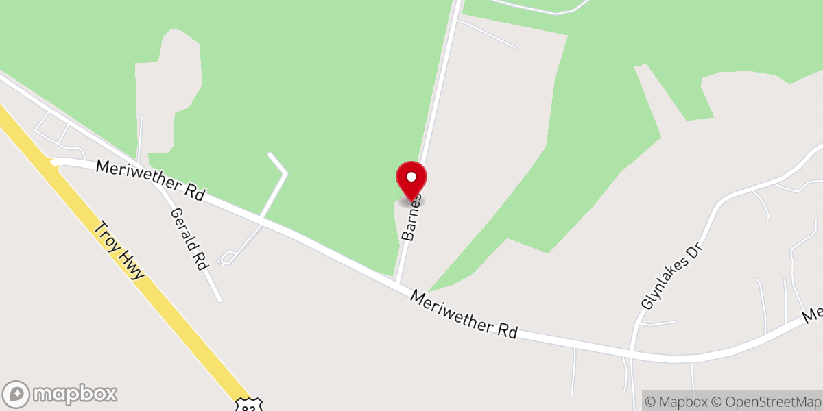 Map showing location of Piney Grove Church Number 2