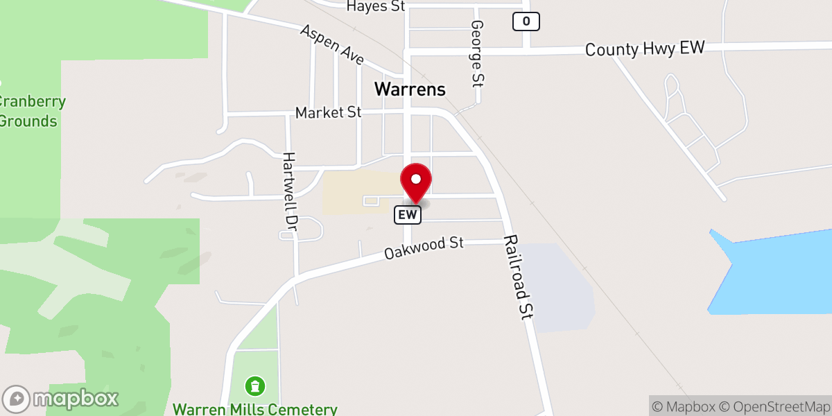 Map showing location of Warrens Baptist Church