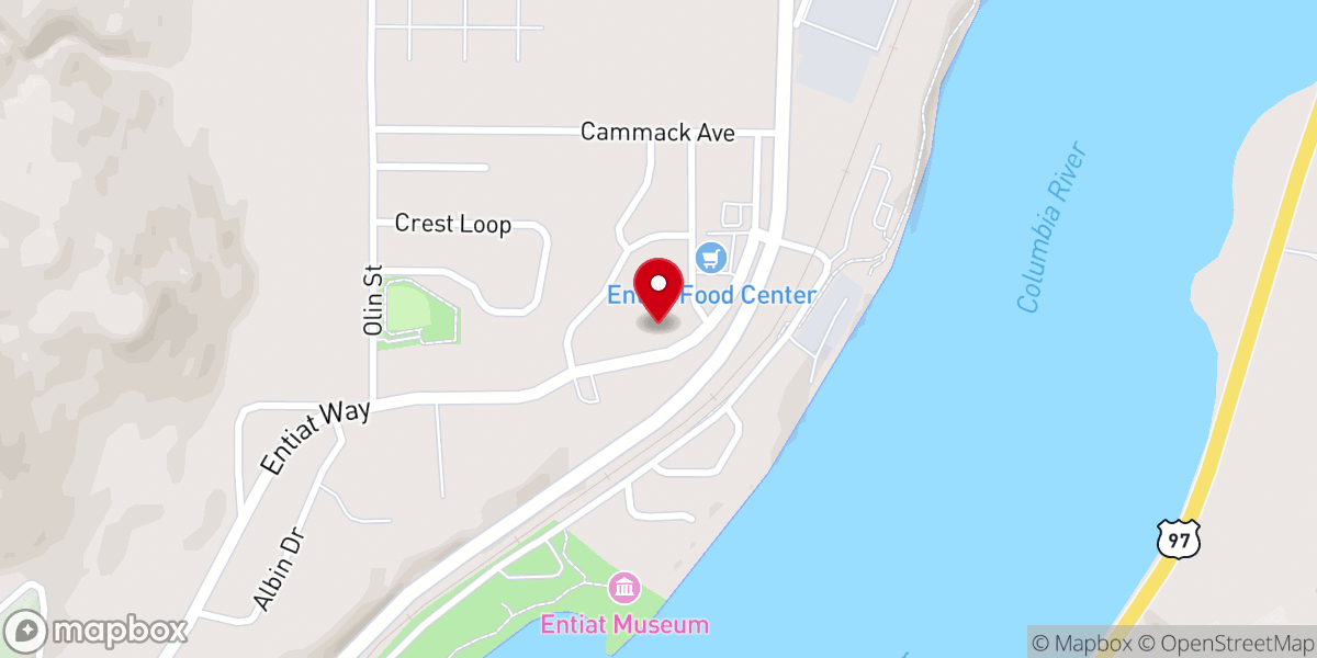 Map showing location of Entiat Valley Community Services Food Bank