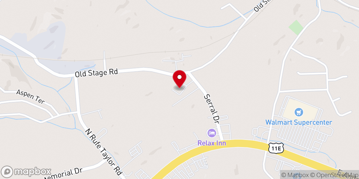 Map showing location of Eastside Baptist Church