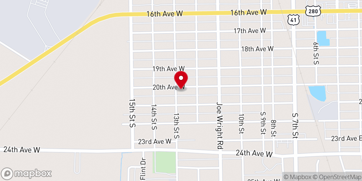 Map showing location of New Oak Grove Baptist Church
