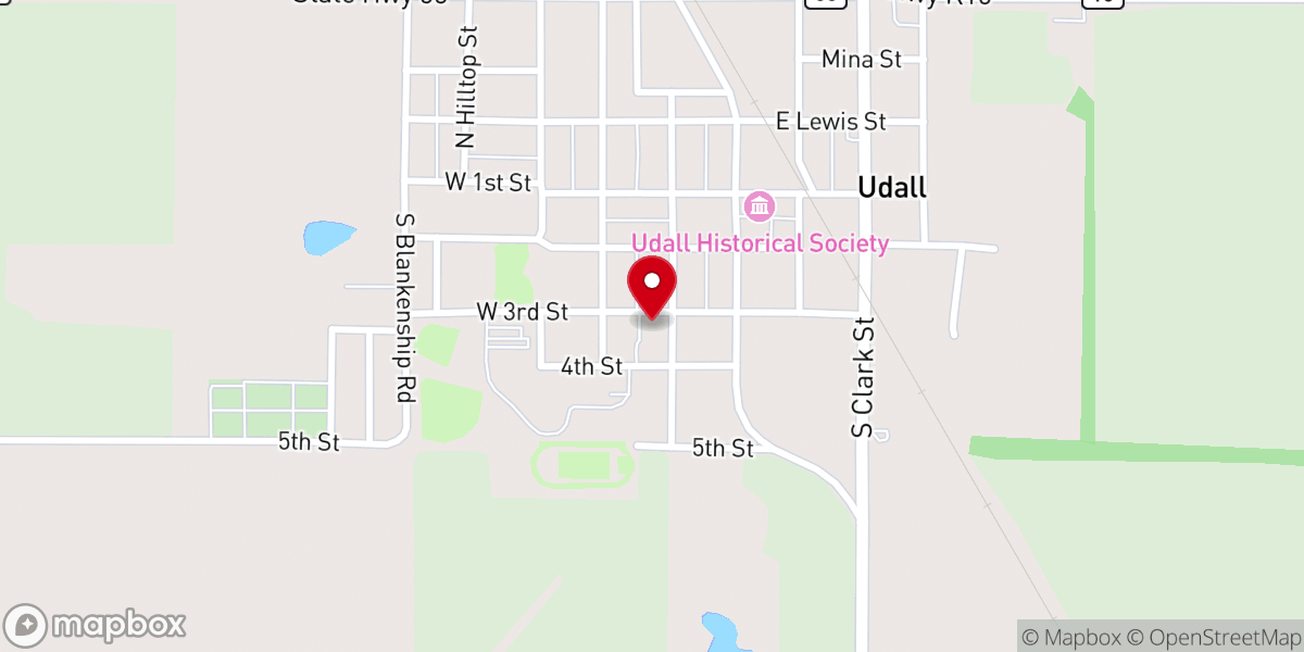 Map showing location of Udall United Methodist Church - Food Distribution Center