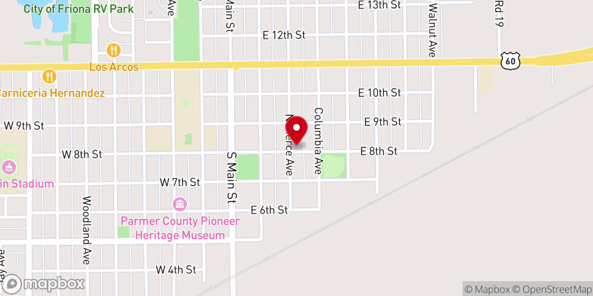 Map showing location of Friona United Methodist Church