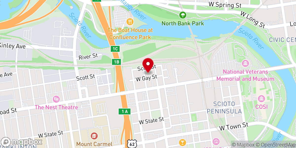 Map showing location of Holy Family Soup Kitchen and Food Pantry