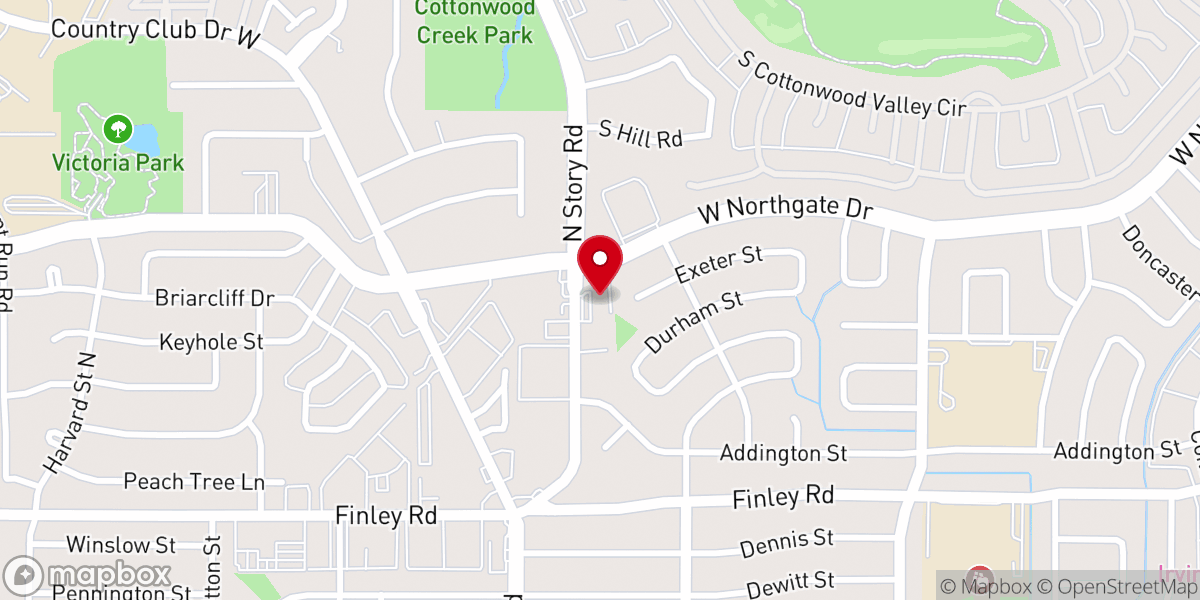 Map showing location of North Irving Baptist Church