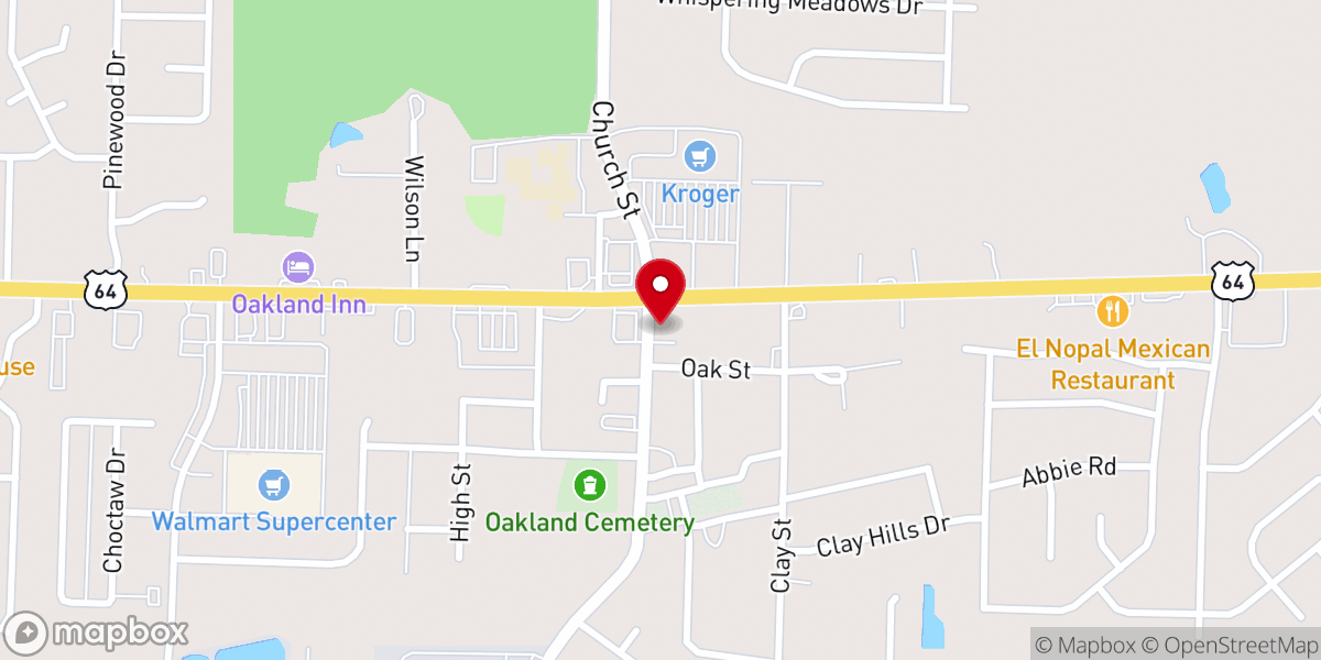 Map showing location of Oakland Presbyterian Church