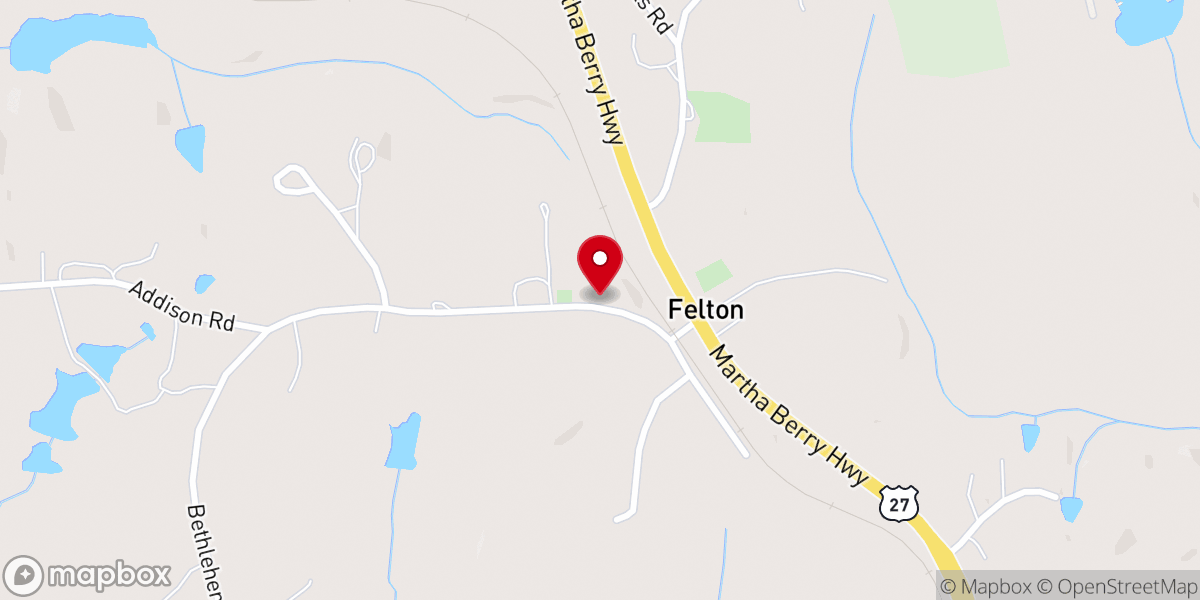 Map showing location of Felton First Methodist Church