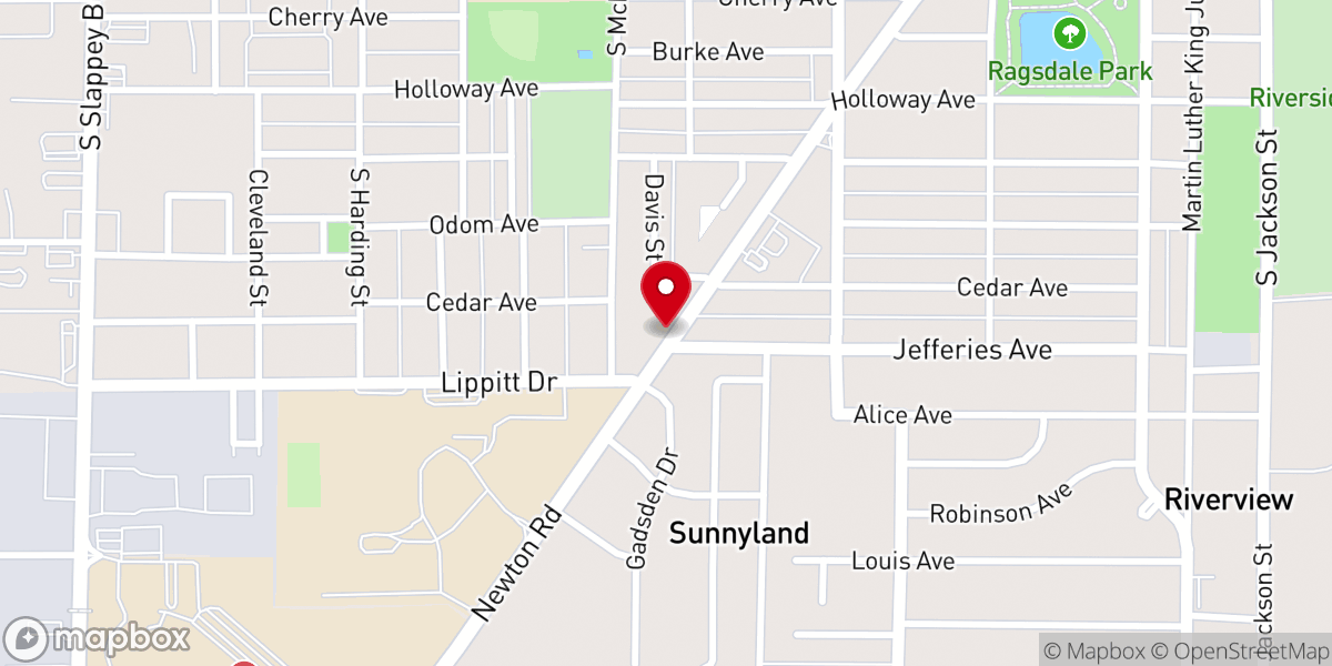 Map showing location of Mt. Pilgrim Baptist Church