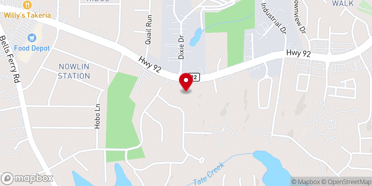 Map showing location of South Cherokee Baptist Church