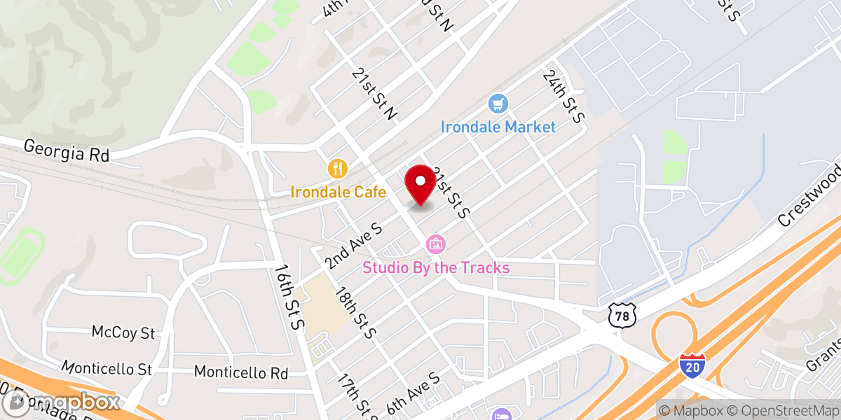 Map showing location of Upper Room Baptist Church