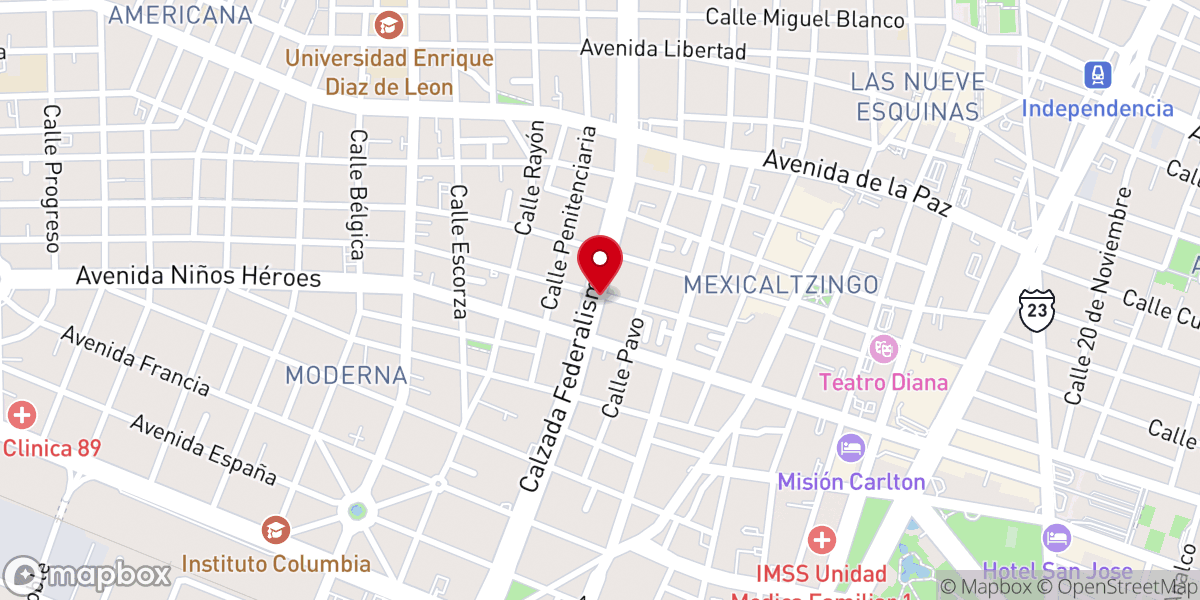 Map showing location of Comunidad Guadalajara