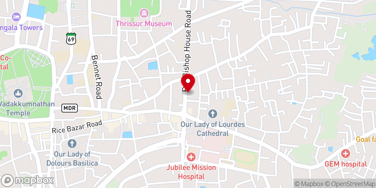 Map showing location of Mar Thoma Syrian Ebenezer Church, Thrissur