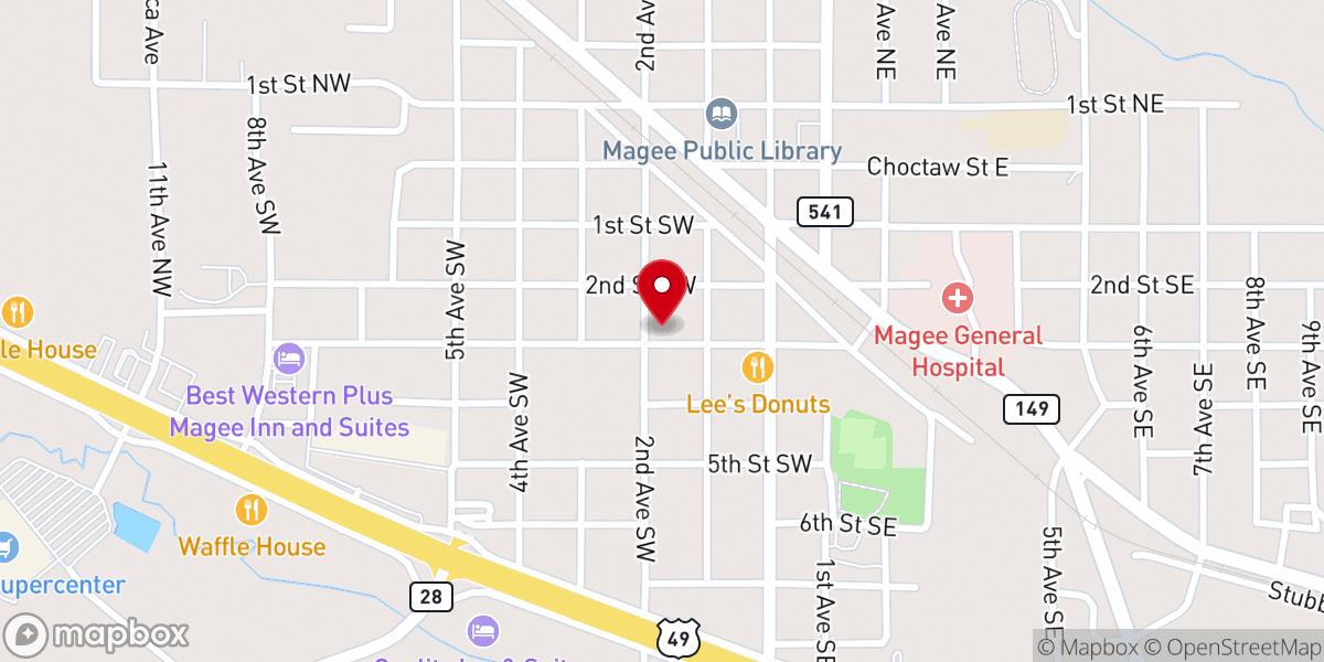 Map showing location of MaGee Presbyterian Church
