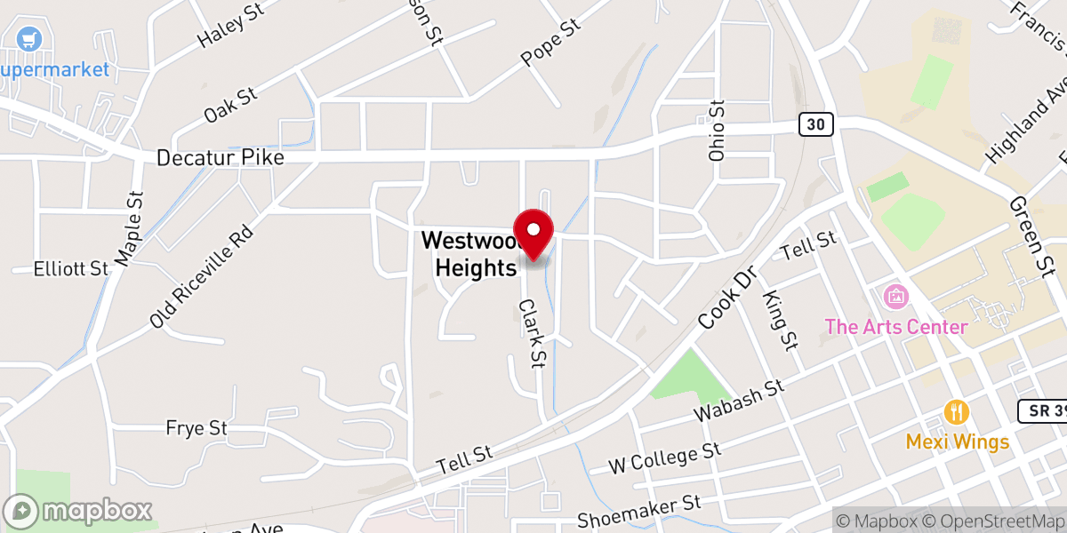 Map showing location of West End Baptist Church