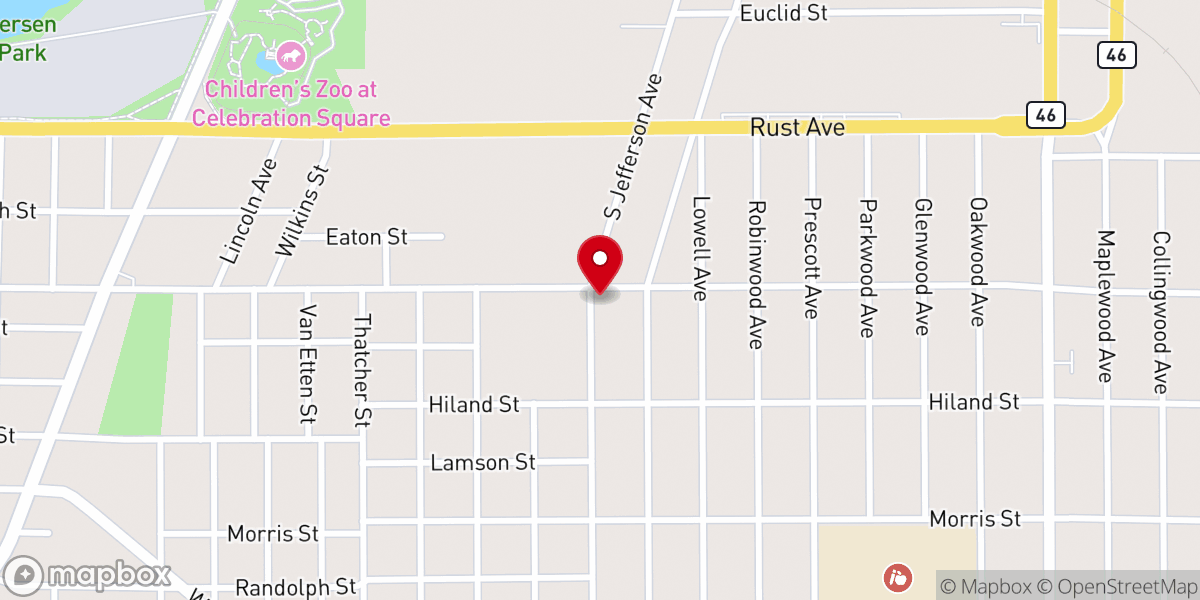 Map showing location of St. Casimir Catholic Church