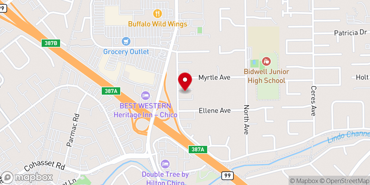 Map showing location of Iglesia cristiana pentecostes una luz de esperanza, chico Ca.