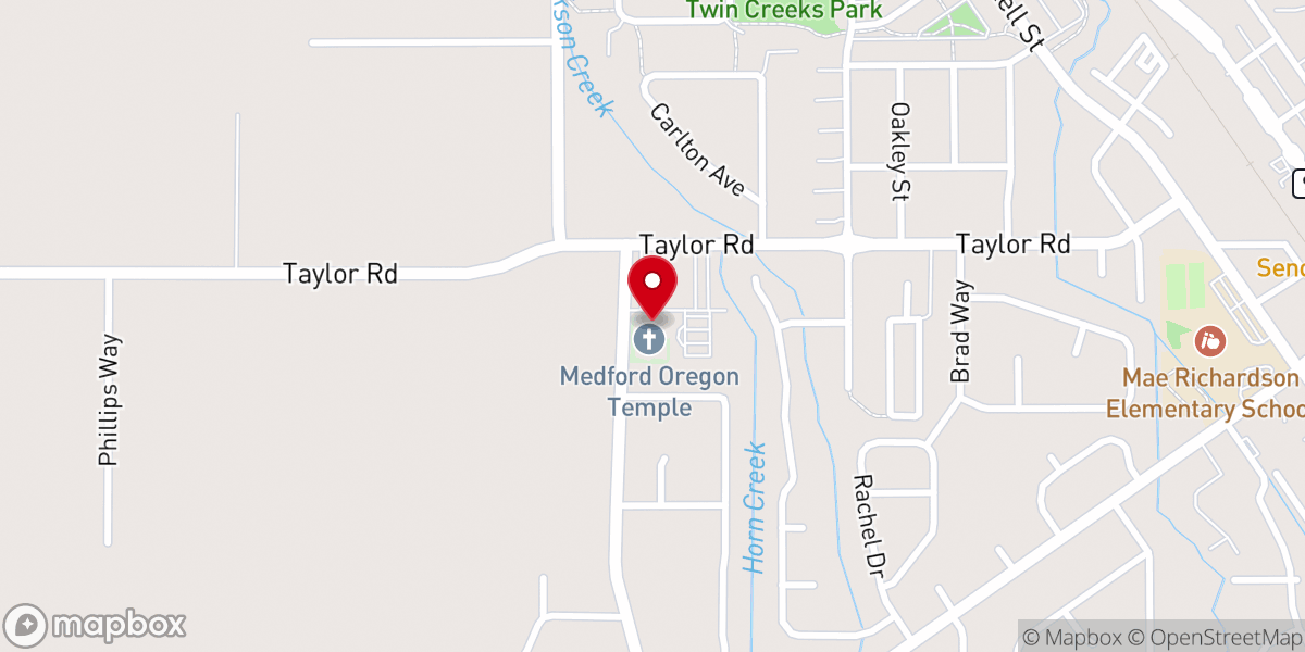 Map showing location of Medford Oregon Temple
