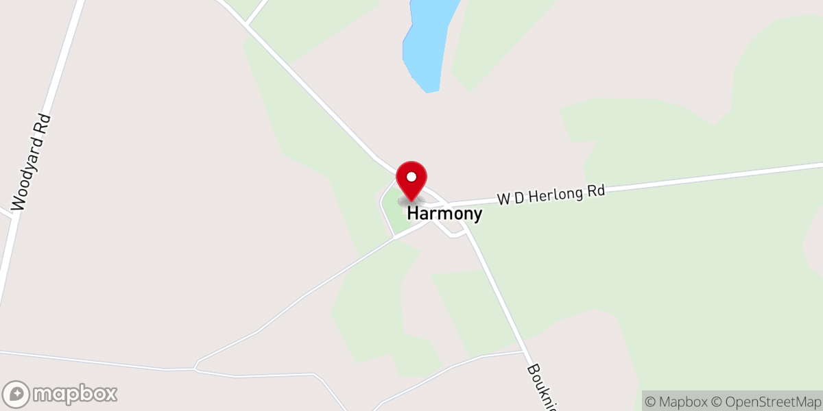 Map showing location of Harmony Methodist Church