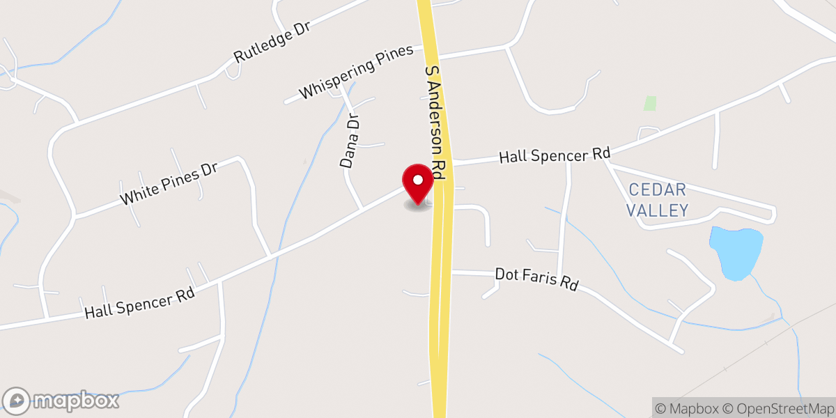 Map showing location of Roddey Baptist Church