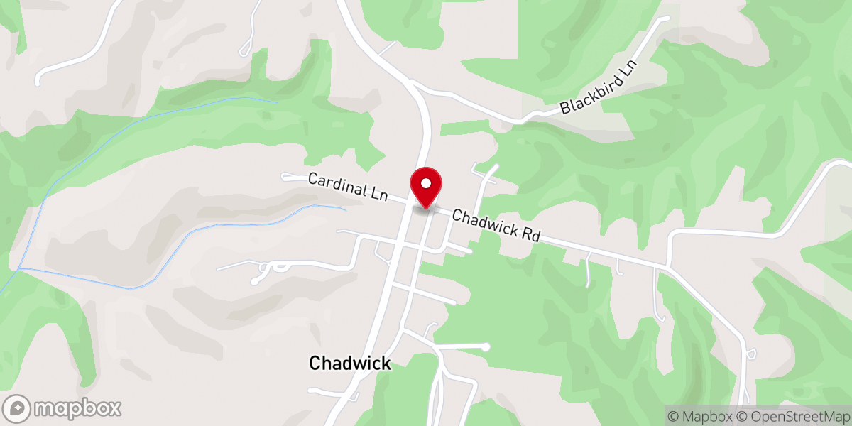 Map showing location of First Baptist Church of Chadwick