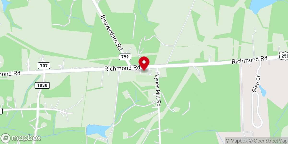 Map showing location of Beaver Dam Baptist Church - Troy, VA