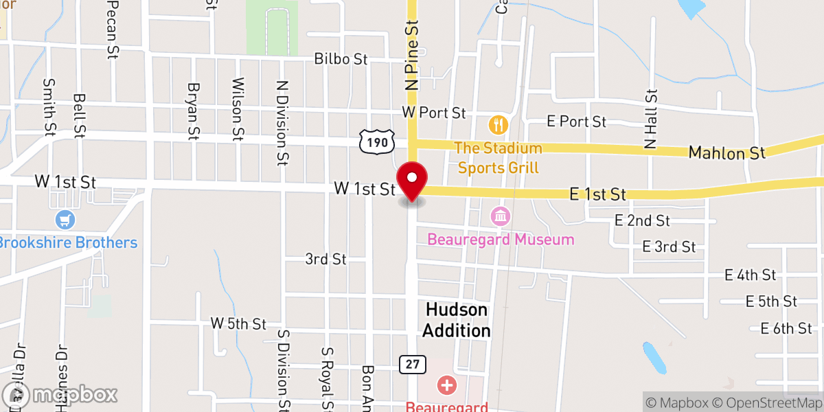 Map showing location of DeRidder