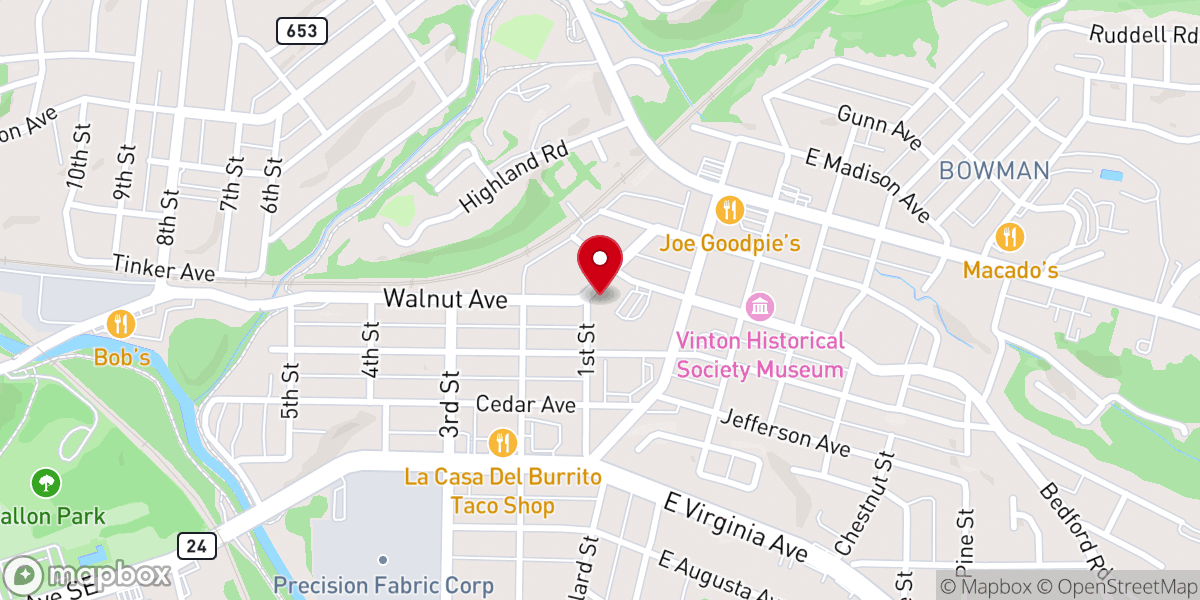 Map showing location of Reed Street Baptist