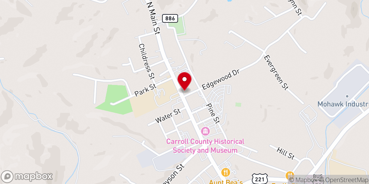 Map showing location of Hillsville Christian Church