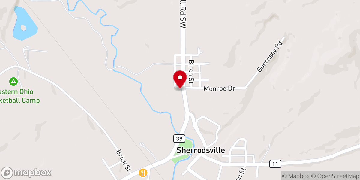 Map showing location of Sherrodsville Wesleyan Church