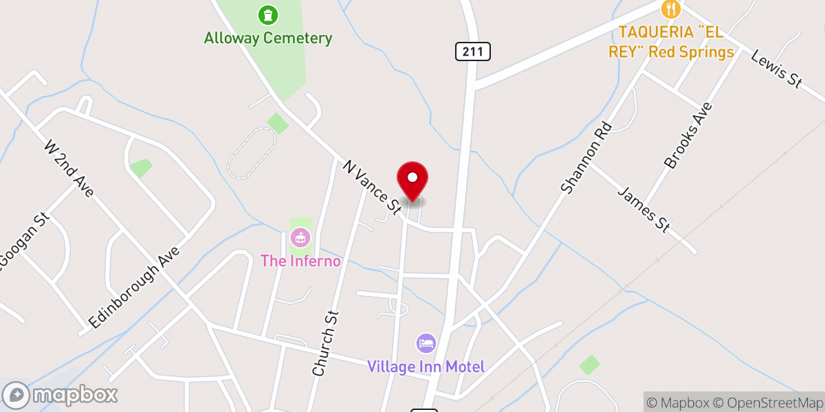 Map showing location of St. James AME Zion Church