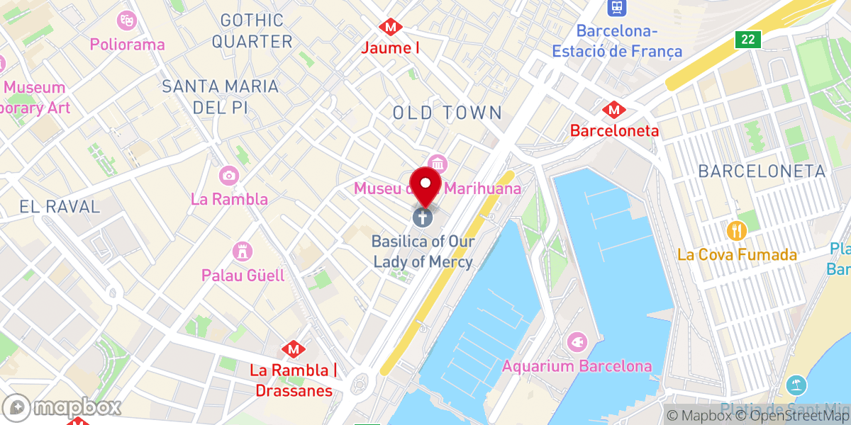 Map showing location of Basílica de la Virgen de la Merced