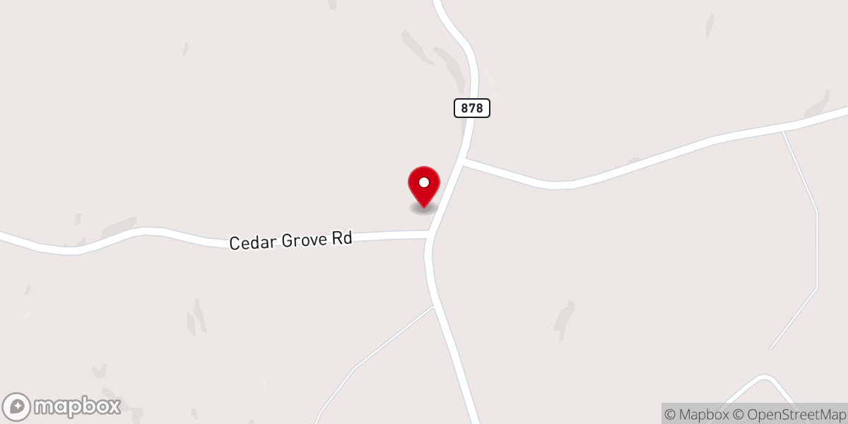 Map showing location of Cedar Grove Church