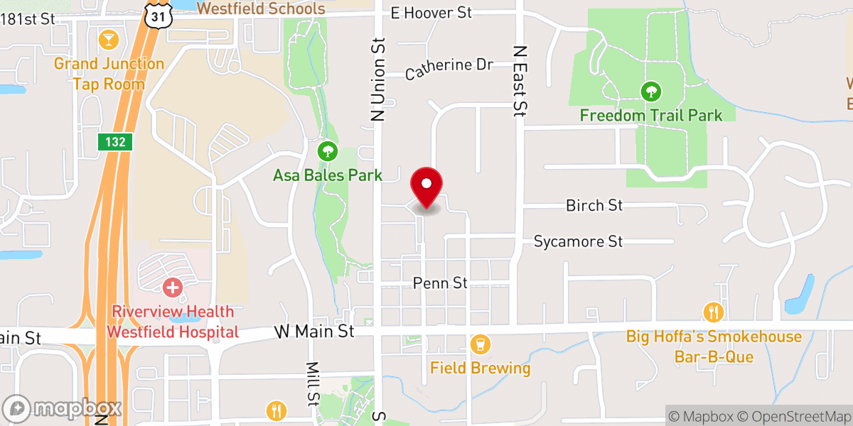Map showing location of Christ United Methodist Church, Westfield IN