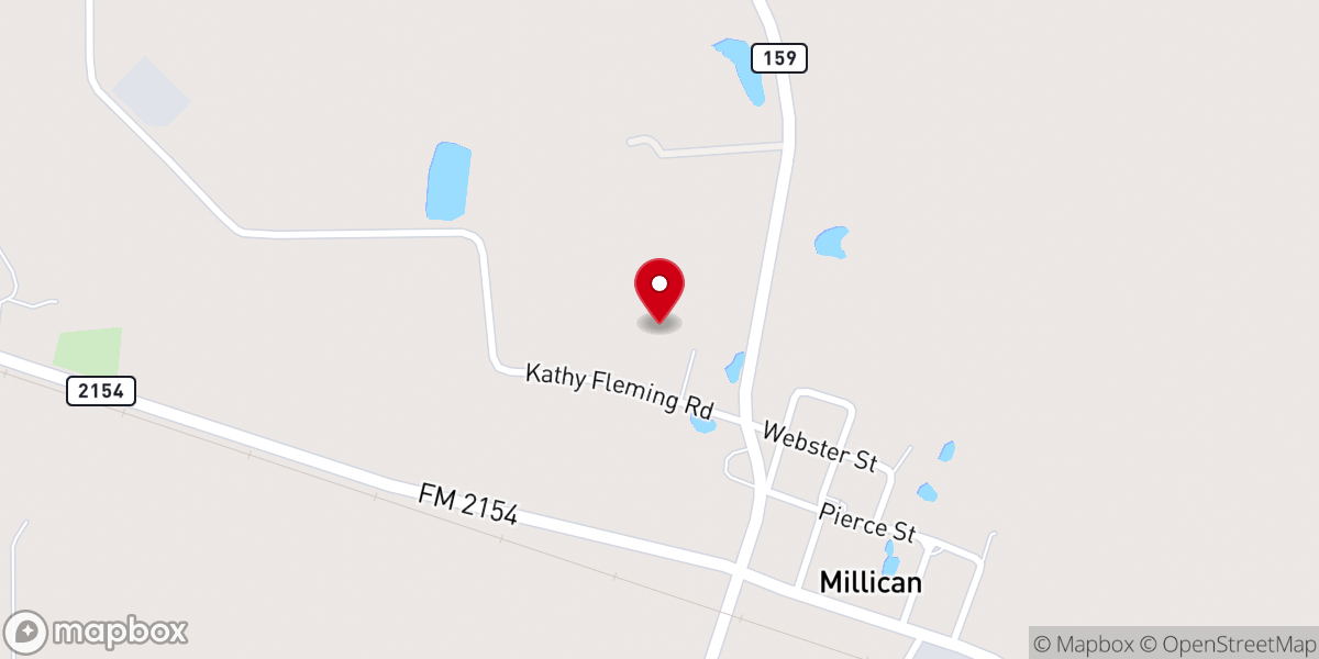 Map showing location of Millican United Methodist Church