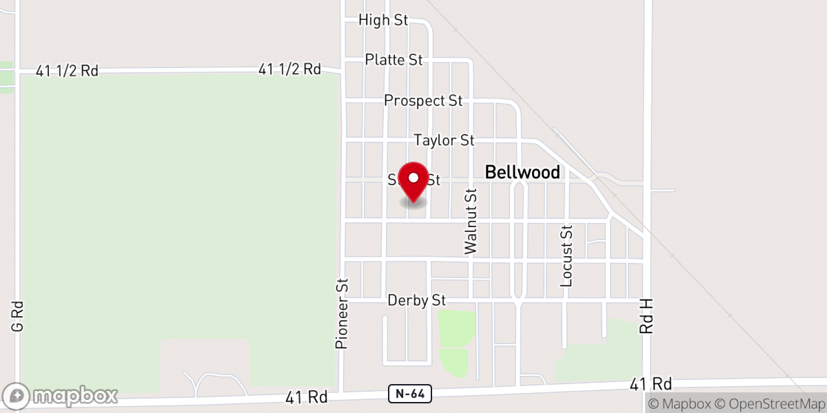 Map showing location of Bellwood United Methodist Church