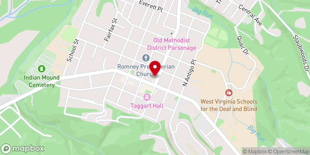 Map showing location of United Methodist Church Romney