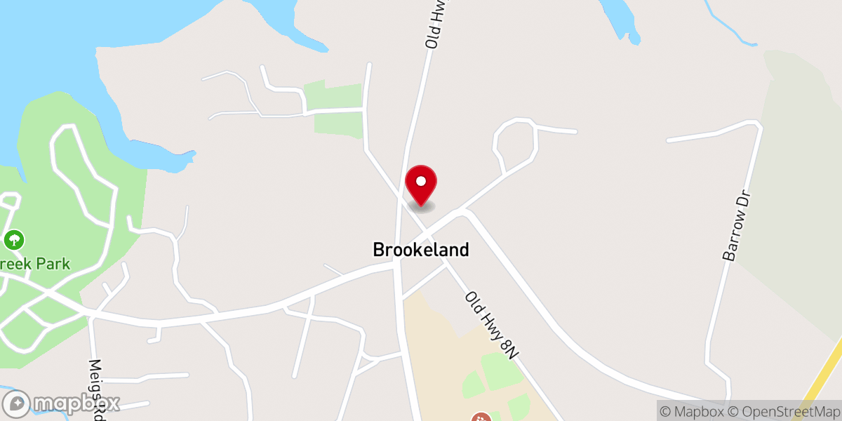 Map showing location of First Baptist Church Brookeland