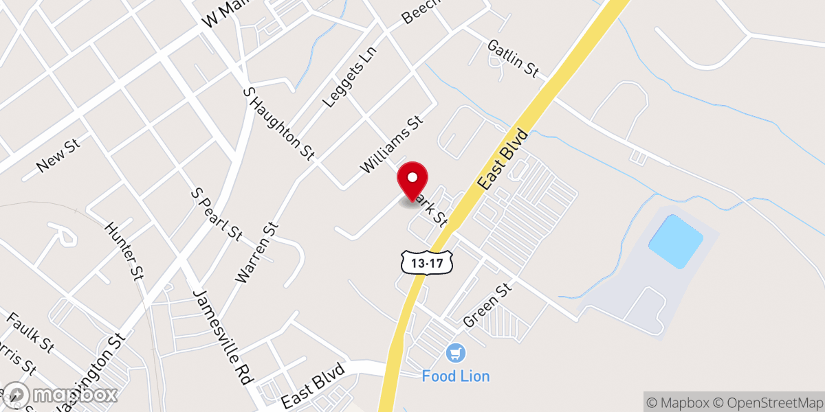 Map showing location of New Hope Chapel Baptist Church