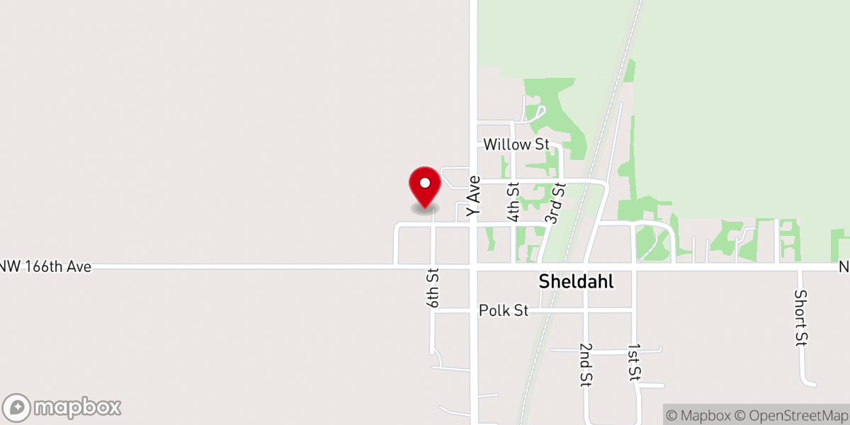 Map showing location of Sheldahl United Methodist Church