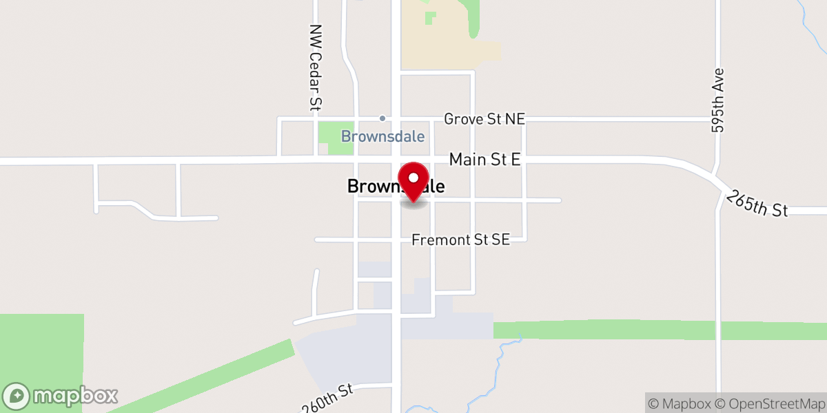 Map showing location of Brownsdale United Methodist