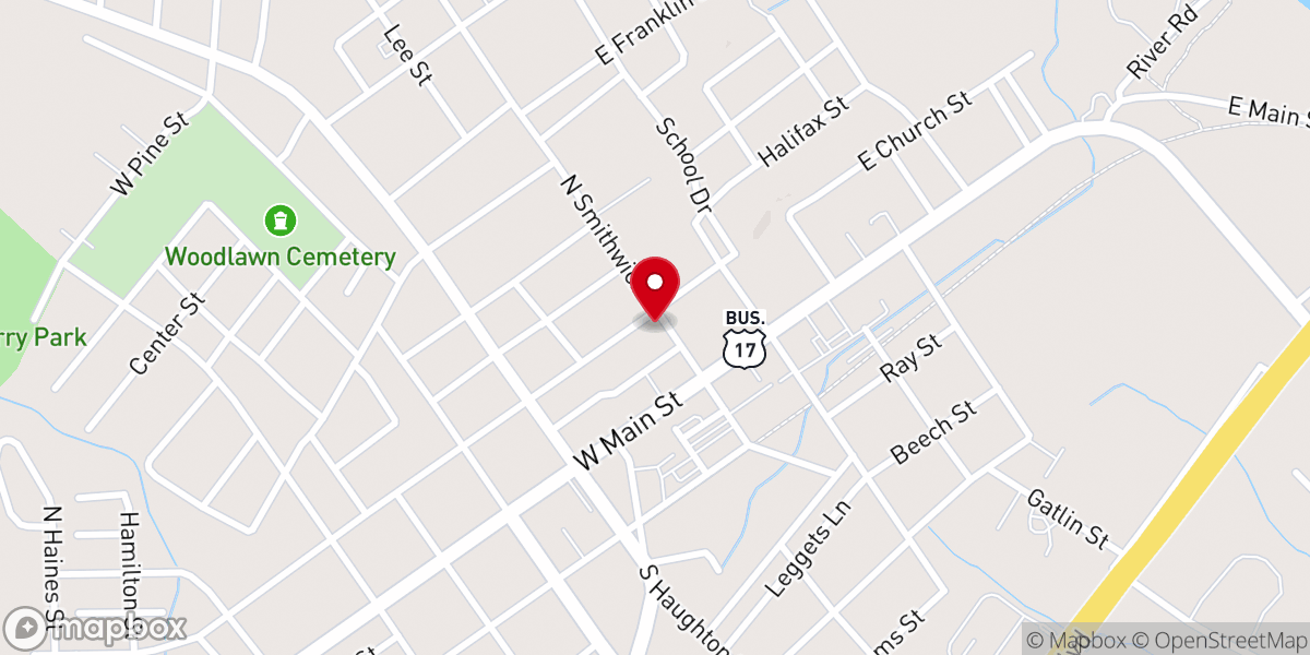 Map showing location of Memorial Baptist Church